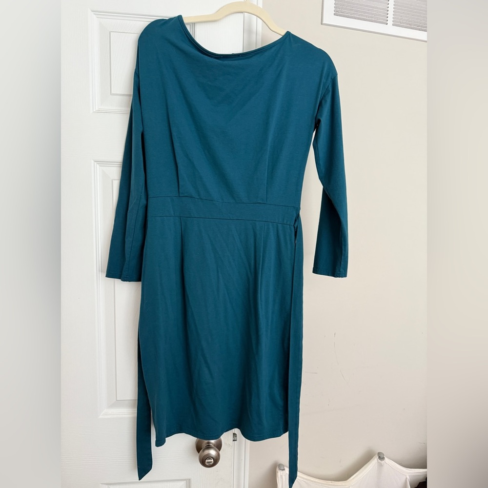 Pretty Garden Chic Teal Long Sleeve Dress